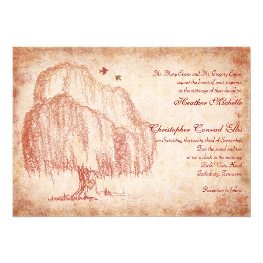 Autumn Willow Tree Wedding Invitation