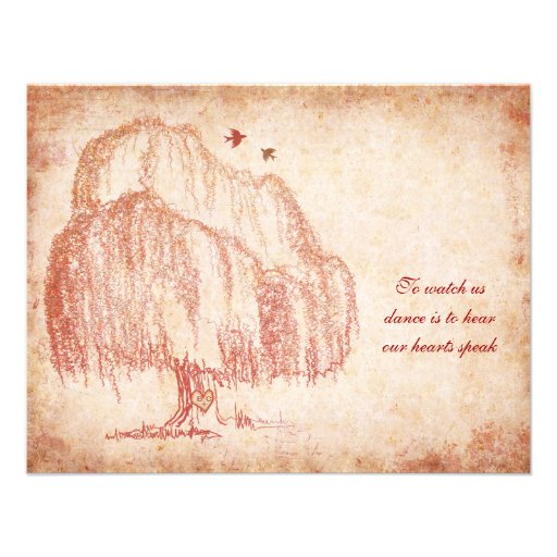 Autumn Willow Tree Wedding Reception Card Custom Announcements