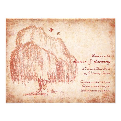 Autumn Willow Tree Wedding Reception Card Custom Announcements