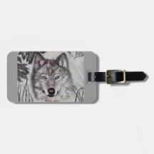 Autumn Wolfe pencil drawing Bag Tag
