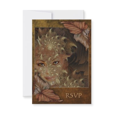 Autumn Wood Nymph RSVP Cards Personalized Announcements by EarthMagickGifts