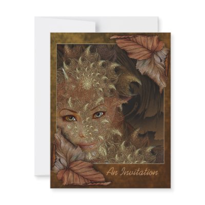 Autumn Wood Nymph Small Invitation by EarthMagickGifts