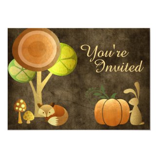 Autumn Woodland Animals Baby Shower Invitation