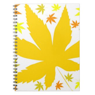 Autumn yellow leaves spiral note book