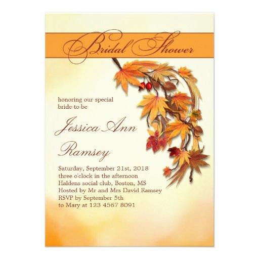 Autumnal leaves Bridal Shower Invitation