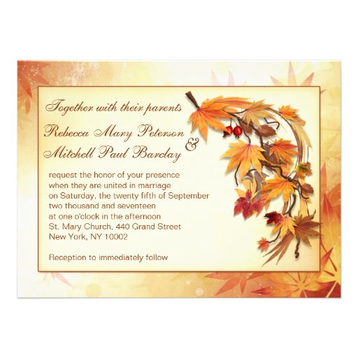 Autumnal leaves Wedding Invitation