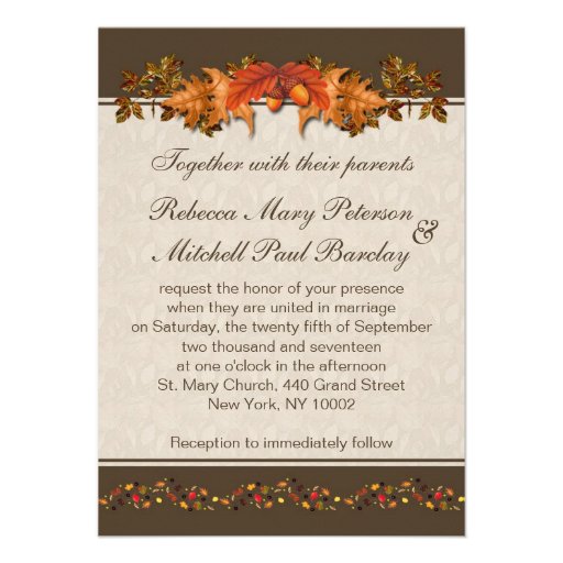 Autumnal leaves Wedding Personalized Announcements