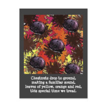 autumnscene, Kastanien fallen zu Boden, wodurch ei postkarten by jenniekurono autumnscene, Kastanien fallen zu Boden, wodurch ei postkarten
