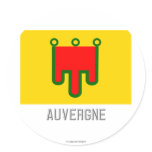 Auvergne flag with name round sticker