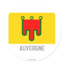Auvergne flag with name round sticker