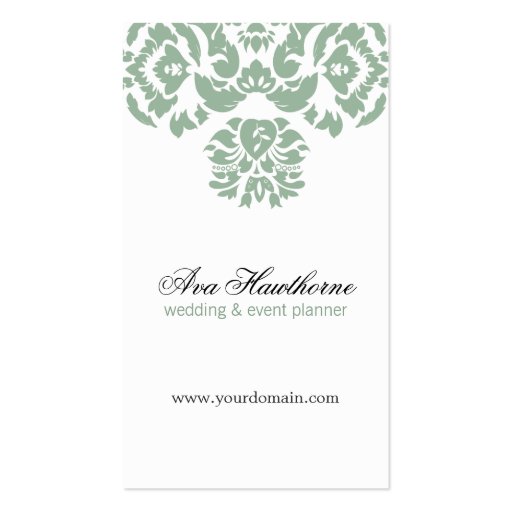 Ava Gray Damask Floral Chic Business Card Vertical