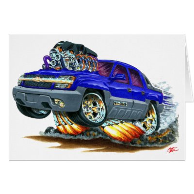 Avalanche Blue Truck Greeting Cards by maddmaxart