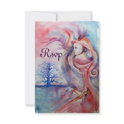 AVALON ,Magic and Mystery , soft pink blue rsvp Custom Invites by AiLartworks