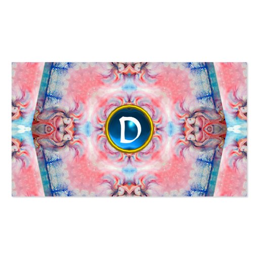 AVALON PSYCHEDELIC MONOGRAM blue Business Card Templates (back side)