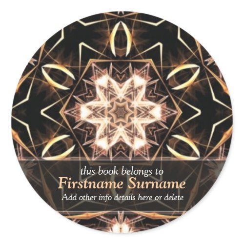 Avana Golden Geometric Flower Art Bookplate Sticke sticker