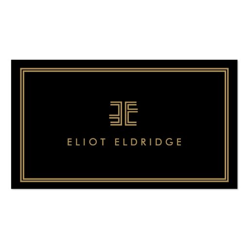 AVANT GARDE ART DECO LOGO with YOUR INITIALS BLACK Business Card Templates