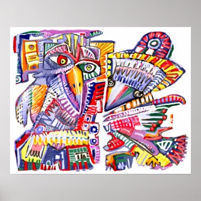 Avechuchos Precolombinos Print by Alejandro