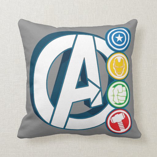 Avengers Character Logos Throw Pillow Zazzle