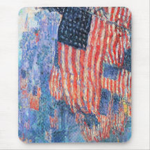 Avenue in the Rain, Hassam, Vintage Impressionism Mousepad