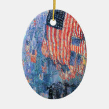 Avenue in the Rain, Hassam, Vintage Impressionism Christmas Tree Ornament