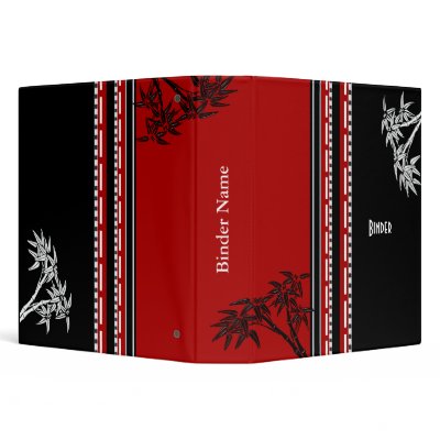 Avery Binder Red Black White Asian Bamboo by Vintage_Prints