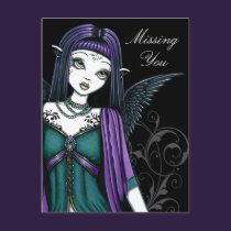"Avery" Gothic Angel Bird Cage Postcard postcards