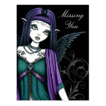 avery, gothic, tattoos, angel, fairy, faery, fae, faerie, fantasy, art, myka, jelina, mika, purple, angels, Postcard with custom graphic design