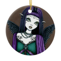 avery, gothic, tattoos, angel, fairy, faery, fae, faerie, fantasy, art, myka, jelina, mika, purple, angels, Ornament with custom graphic design
