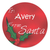 Avery Personalized Holly Gift Tags From Santa Stickers