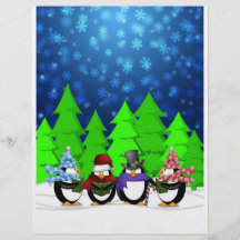 Aviador lindo de los Carolers de los pingüinos Tarjeton