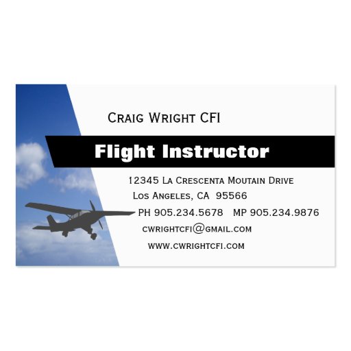 Aviation Flight Instructor Business Card