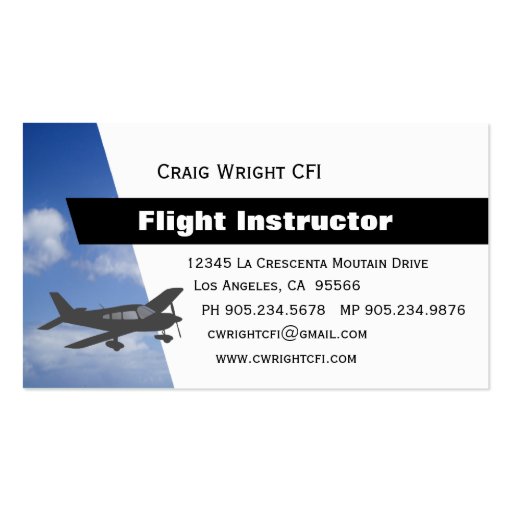 Aviation Flight Instructor Business Card Templates (front side)
