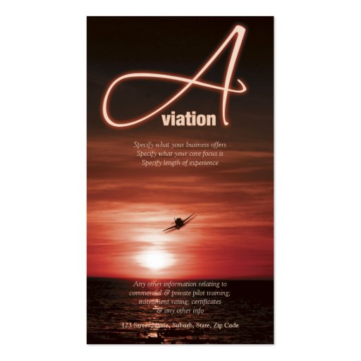 Aviation flying business marketing business card templates (back side)
