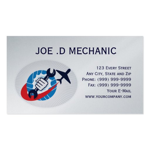 aviation maintenance mechanic business card (front side)