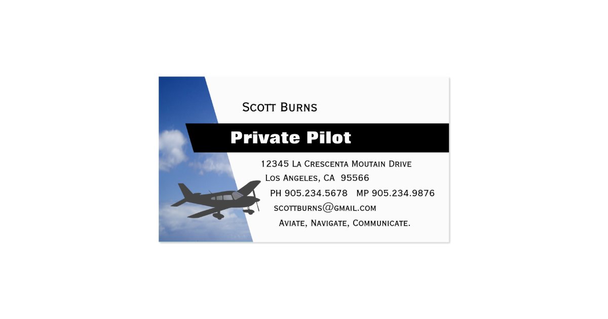 Aviation Pilot Business Card Zazzle