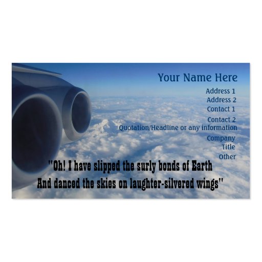 Aviation Poem for Aviators Business Card Templates