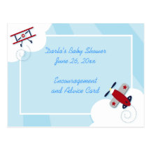 Aviator Airplane Baby Shower Advice Cards Postcards