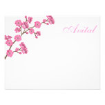 Avital Pink Blossoms Bat Mitzvah Thank You Custom Invites