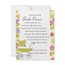 Avocado Green Baby Buggy Personalized Announcement