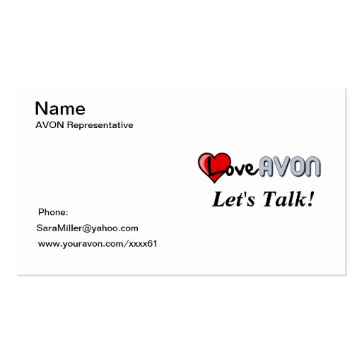 AVON Bussiness Card Double-Sided Standard Business Cards (Pack Of 100 ...