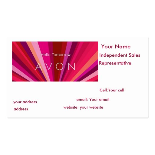 Avon Sales Representative Business Card (front side)