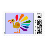 AW- Funny Turkey Cartoon Postage Stamps stamp