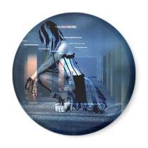 AWAITING THE DEATH OF CORPORATE GREED REFRIGERATOR MAGNET