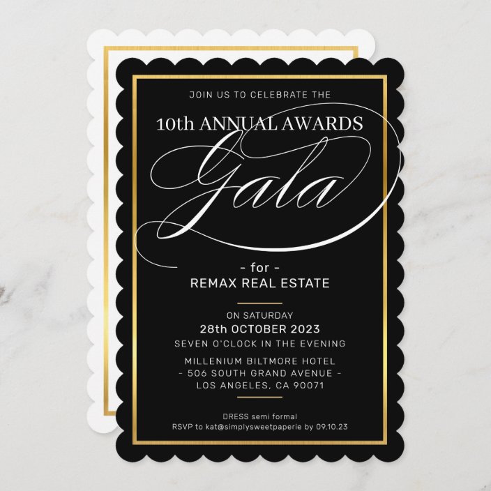 Awards Gala Dinner Modern Business Black Gold Invi Invitation Zazzle