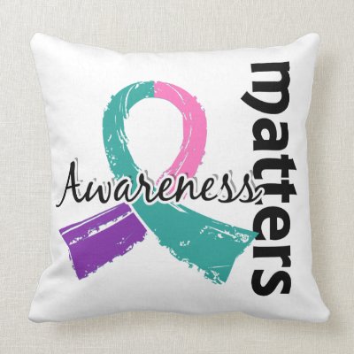 Awareness Matters 7 Thyroid Cancer Throw Pillow by awarenessgifts