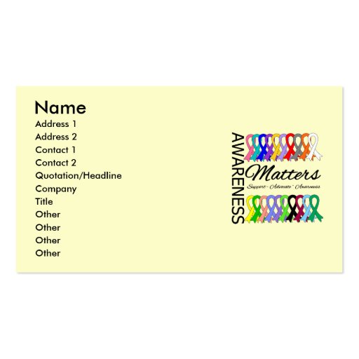Awareness Matters Ribbons Of Cancer Business Cards