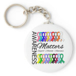 Awareness Matters Ribbons Of Cancer Key Chain