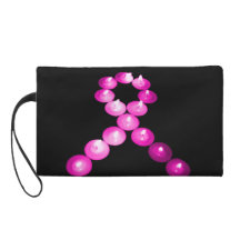 Awareness Ribbon Pink Candles Wristlet Purse