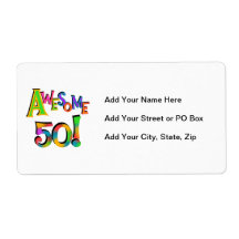 Awesome 50 Birthday T-shirts and Gifts Custom Shipping Label
