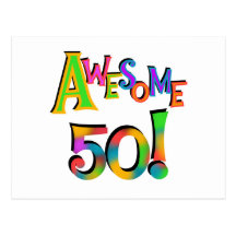 Awesome 50 Birthday T-shirts and Gifts Postcards
